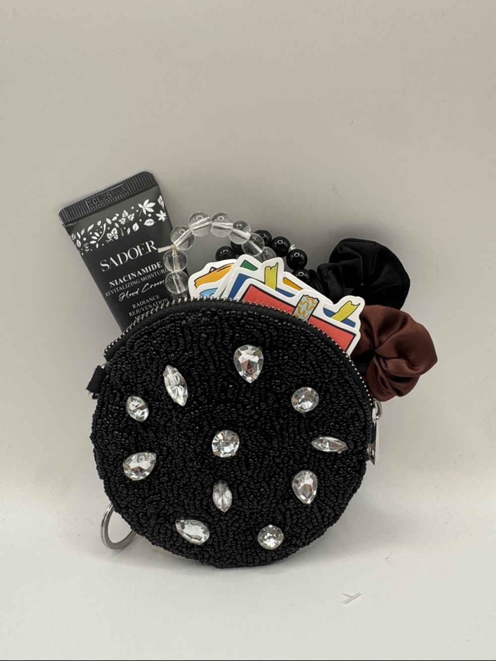 ✨ Black Glam Self-Care Gift Set | Beaded Pouch + Accessories ✨